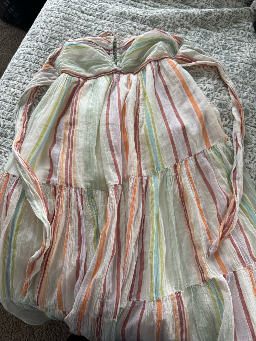 Striped Pastel Tiered Sundress - Multicolor